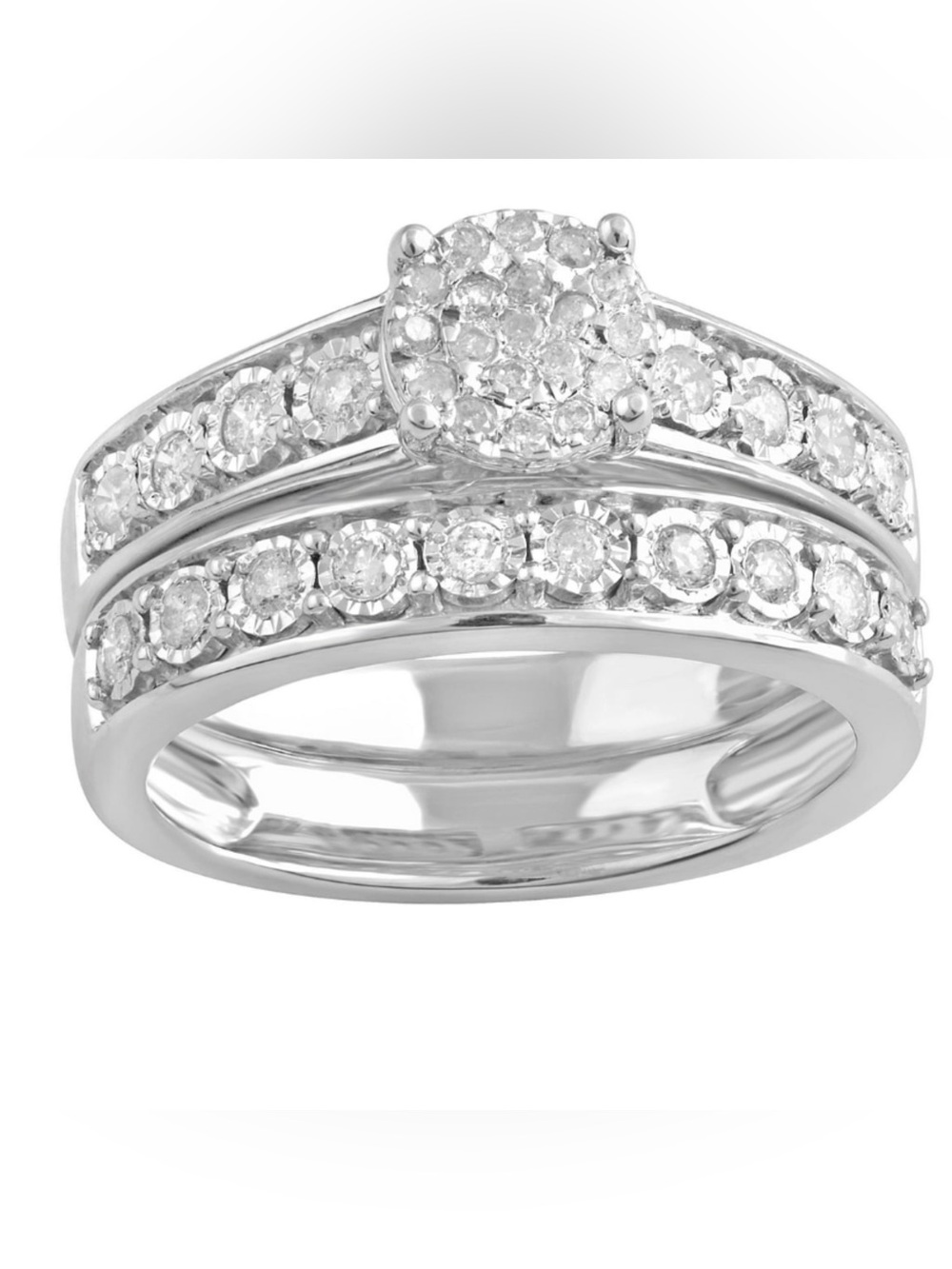 White Diamond Bridal Ring Set - Women’s Jewelry Ring